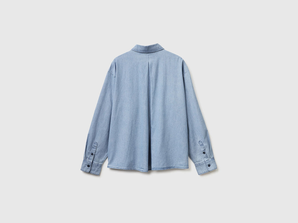 Camicia cropped in chambray