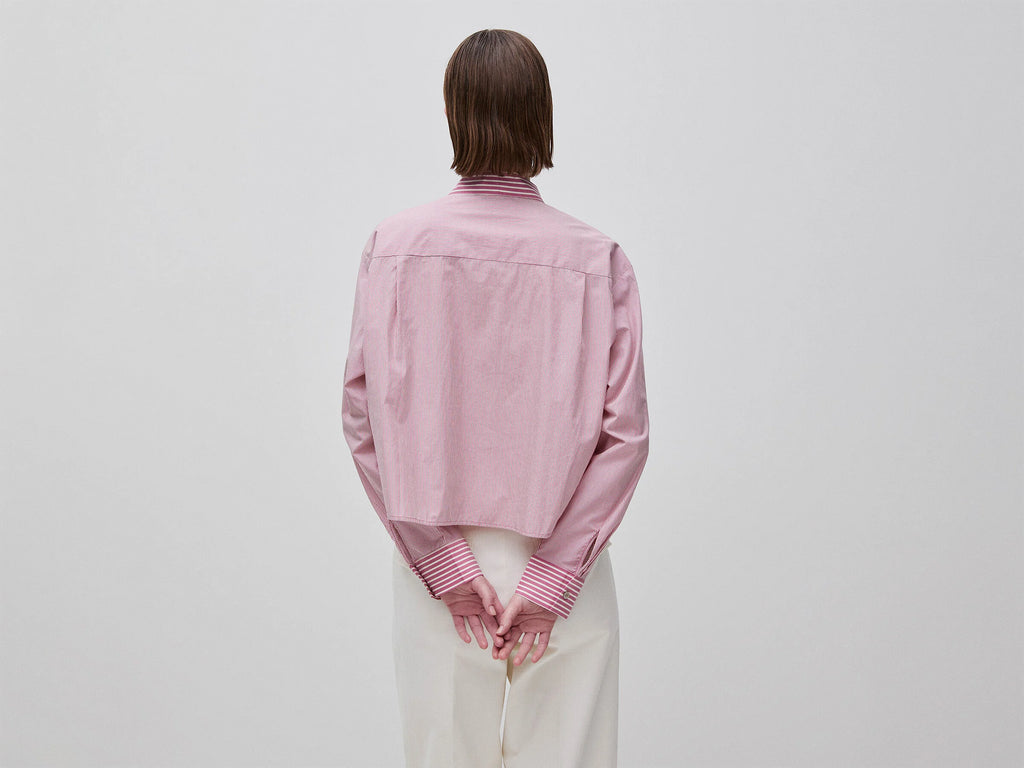 Camicia crop a righe con fiocco